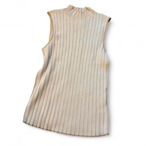 $255 Theory Sleeveless Ribbed Knit Top - Cream